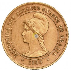 Brazil 1909 10.000 Reis Gold